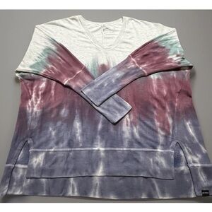 good hYOUman The Carrie - Relaxed V-Neck Tie Dye Sweater